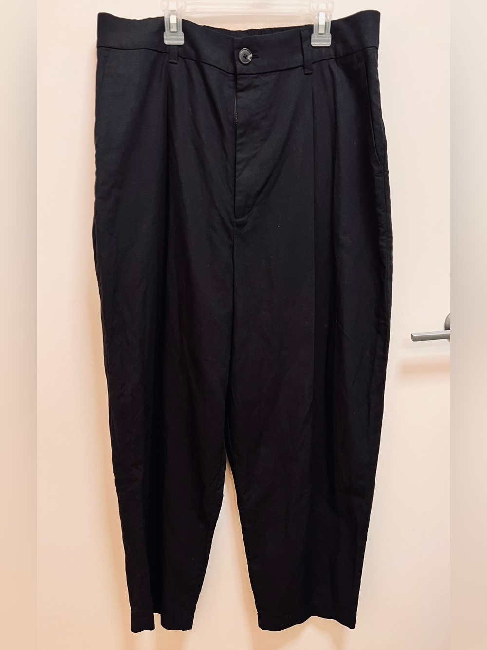 Uniqlo Comptoir Des Cotonniers Black Pleated Linen Trousers